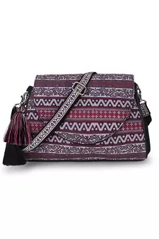 Tribal Wine & Multi Polycotton Ethnic Motifs Printed Sling Bag