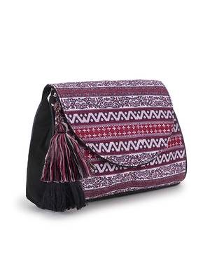 Tribal Wine & Multi Polycotton Ethnic Motifs Printed Sling Bag 3