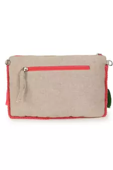 Boho Natural & Multi Cotton Canvas Floral Embroidered Sling Bag