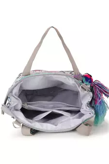 Tribal Grey, Fuschia & Multi Cotton Canvas Jaquard Geometric Jacquard Handheld Bag