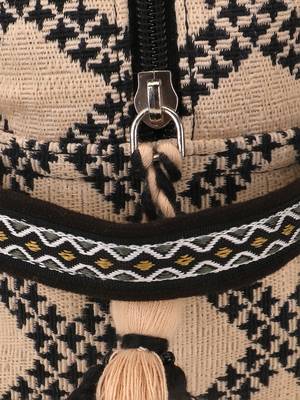 beige black cotton canvas jacquard travel pouch 7