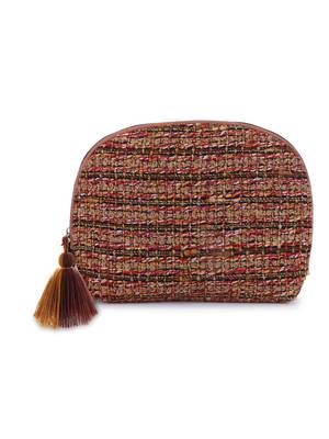 Boho Rust & Multi Cotton Acrylic Striped Self Design Travel Accessory Bag 2