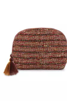 Boho Rust & Multi Cotton Acrylic Striped Self Design Travel Accessory Bag