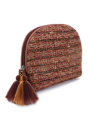 Boho Rust & Multi Cotton Acrylic Striped Self Design Travel Accessory Bag 3