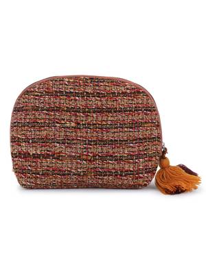 Boho Rust & Multi Cotton Acrylic Striped Self Design Travel Accessory Bag 4