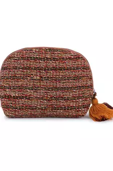 Boho Rust & Multi Cotton Acrylic Striped Self Design Travel Accessory Bag
