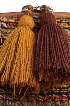 Boho Rust & Multi Cotton Acrylic Striped Self Design Travel Accessory Bag