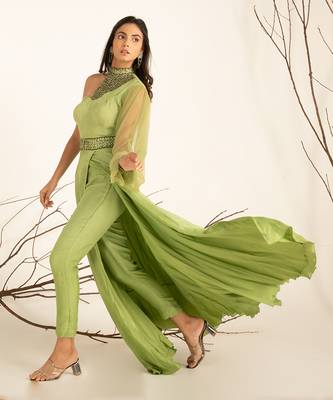Sun Kissed Coral Silver Lining Top With Ombre Pant Set 6