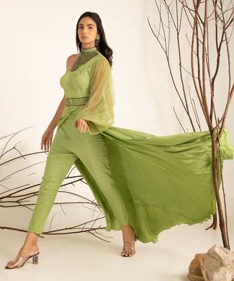 Sun Kissed Coral Silver Lining Top With Ombre Pant Set 7
