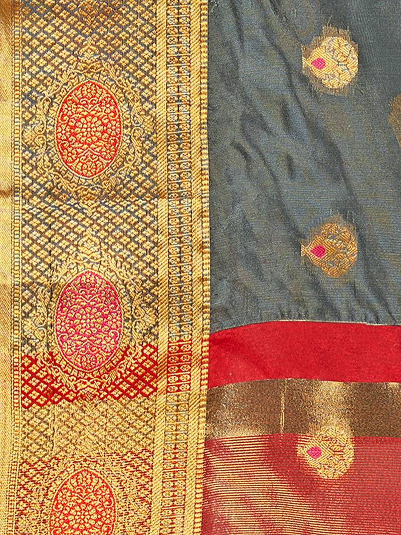 Sweet smile stylish saree with blouse set-Grey