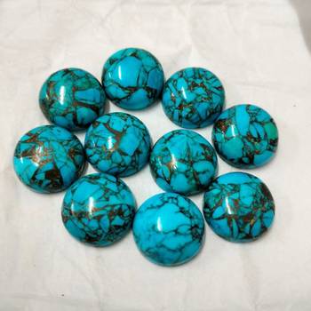 Natural Copper Turquoise at Wholesale Rate 4.25 Ratti 3.86 Carat Round Shape फिरोज़ा Loose Gemstone Astrology Ratan 1 Pc 3