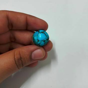 Natural Copper Turquoise at Wholesale Rate 9.25 Ratti 8.36 Carat Round Shape फिरोज़ा Loose Gemstone Astrology Ratan 1 Pc 4