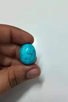 Natural Line Turquoise at Wholesale Rate 16.25 Ratti 14.80 Carat Oval Shape फिरोज़ा Loose Gemstone Jewelry Making 1 Pc