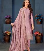 Purple Blooming Color,Designer Embroidery Work Vichitra Silk unstitched Long Length Kameez Pant party wear salwarsuit