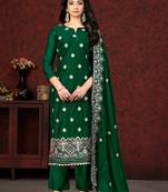 Green Embroidery,Hand Work Modal Chanderi unstitched Long Length Kameez Pant party wear salwarsuit