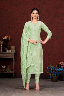Pista Embroidery,Hand Work Modal Chanderi unstitched Long Length Kameez Pant party wear salwarsuit