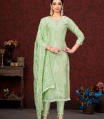 Pista Embroidery,Hand Work Modal Chanderi unstitched Long Length Kameez Pant party wear salwarsuit
