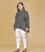 Stylish geometric print ladies long sleeves top-Black