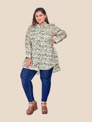 Stylish ladies modal chanderi floral print long  top with tassles- Blue 5