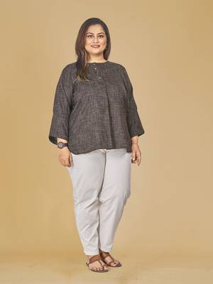 Stylish ladies slub effect classic top-Brown 1