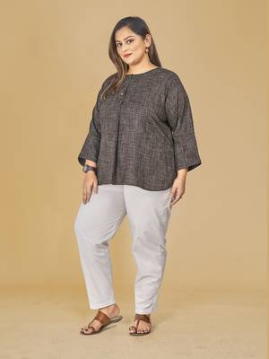 Stylish ladies slub effect classic top-Brown 2
