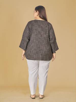 Stylish ladies slub effect classic top-Brown 3