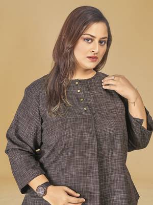 Stylish ladies slub effect classic top-Brown 4