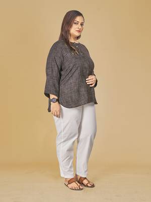 Stylish ladies slub effect classic top-Brown 5