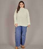 Stylish ladies patterned bib collar top-White