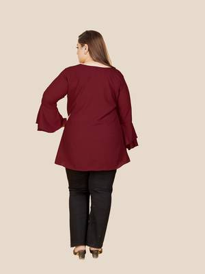 Stylish over lap top with flare sleeves-Maroon 3