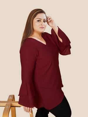 Stylish over lap top with flare sleeves-Maroon 5