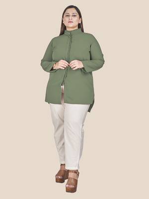 Stylish ladies patterned officewear  top -Green 1