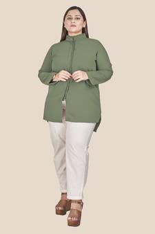 Stylish ladies patterned officewear  top -Green