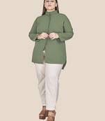 Stylish ladies patterned officewear  top -Green