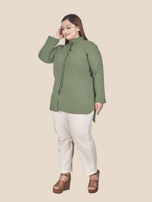Stylish ladies patterned officewear  top -Green 2
