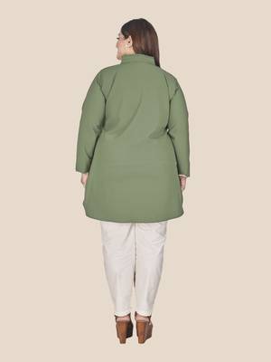 Stylish ladies patterned officewear  top -Green 3