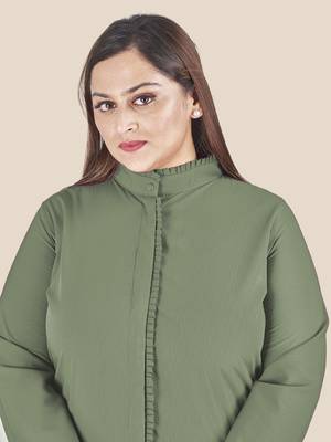 Stylish ladies patterned officewear  top -Green 5