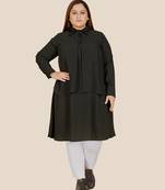Stylish ladies shirt collar double layered Tunic -Black
