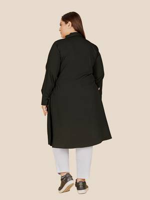 Stylish ladies shirt collar double layered Tunic -Black 3