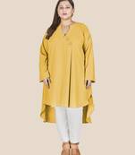 Stylish ladies stand collar high low  Tunic -Green