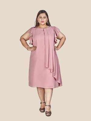 Stylish ladies patterned  Dress -Pink 1