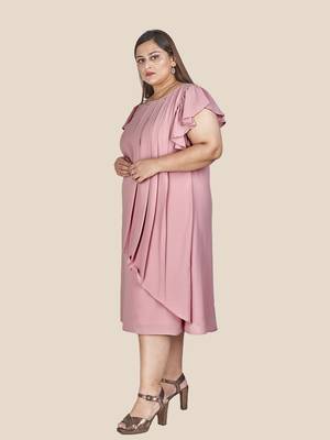 Stylish ladies patterned  Dress -Pink 3