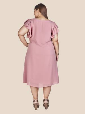 Stylish ladies patterned  Dress -Pink 4