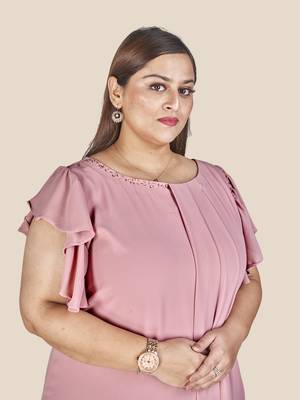 Stylish ladies patterned  Dress -Pink 6
