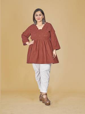 Stylish ladies  embroidered top-Red 1