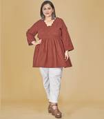 Stylish ladies  embroidered top-Red