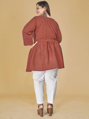 Stylish ladies  embroidered top-Red 3