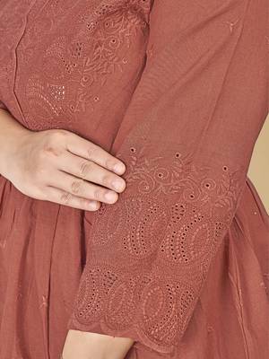 Stylish ladies  embroidered top-Red 4