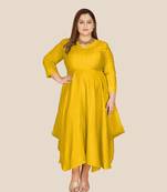 Stylish ladies cowl styled dress- Yellow