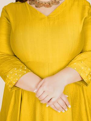 Stylish ladies cowl styled dress- Yellow 4